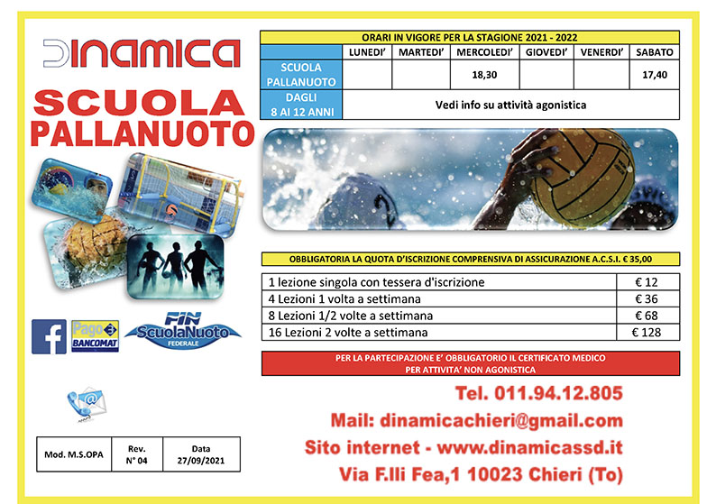 SCUOLA PALLANUOTO 2021