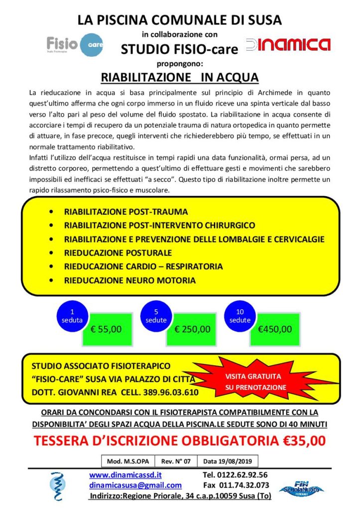 Volantino Trattamenti Fisioterapici 2019-2020
