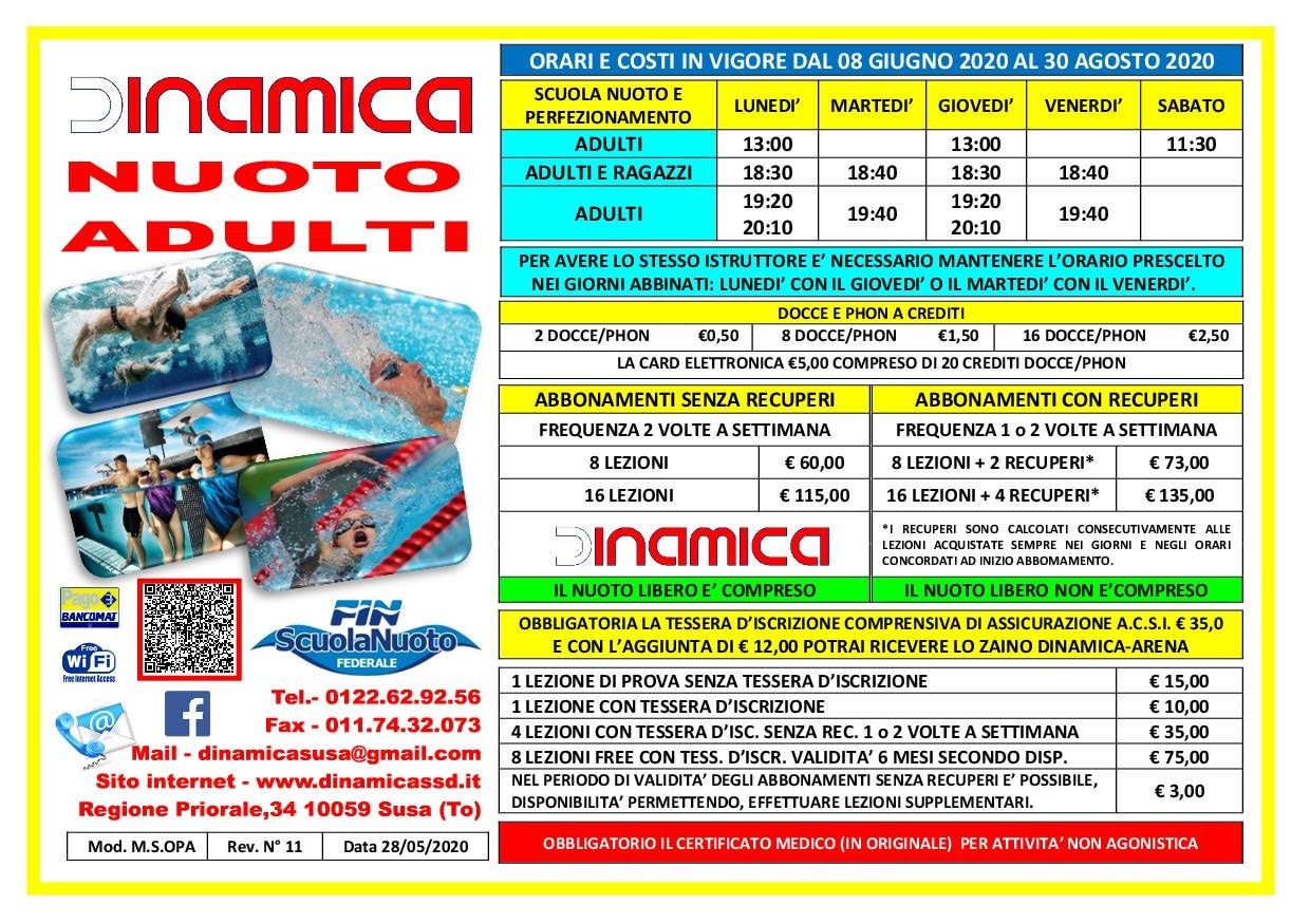 SCUOLA NUOTO ADULTI rev n°11 28-05-20 Volantino Scuola Nuoto Adulti