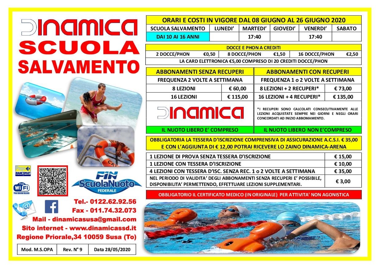 SCUOLA SALVAMENTO rev n°9 28-05-20 Volantino Scuola di Salvamento 2019-2020