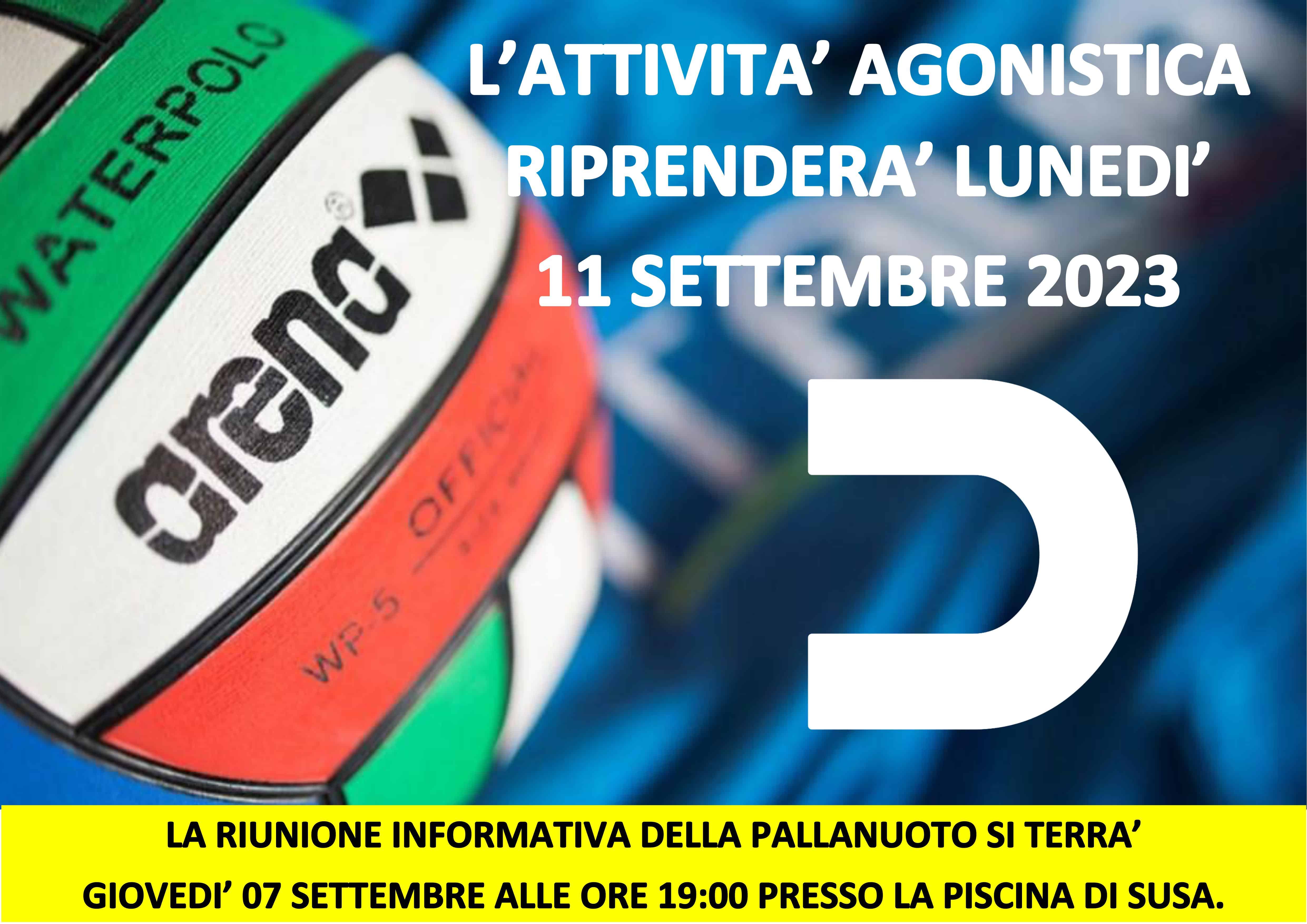 INIZIO ATTIVITA' PALLANUOTO 2023-2024 DINAMICA SSD SUSA